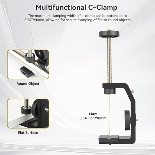 UTEBIT Super Clamp Mount with Mini Ball Head Mount, 1/4 Screw Hot Shoe Mount - Image 2