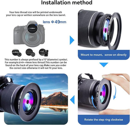 49mm Lens to 58mm Camera Lens Adapter, 49mm to 58mm Filter Step-Up Adapter Ring - Image 5