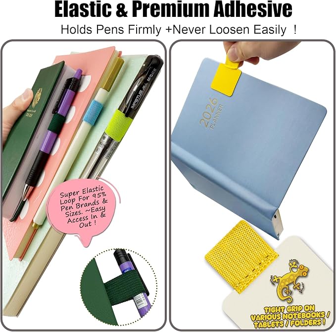 Pen Loop Holder for Notebook 16 Colors Self-Adhesive Stick On Pen Holder - Image 4