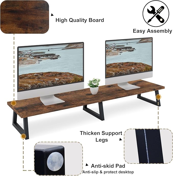 TEAMIX 42 inch Large, Rustic Brown Extra Long TV - Image 4