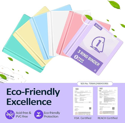 Sooez BinderX Extra Durable 4 Pack 1 Inch 3 Ring Binder, D-Ring Large Binder - Image 2