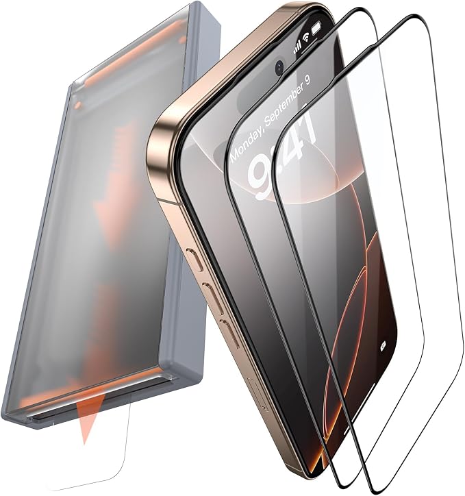 3 Pack for iPhone 15 Pro Tempered Glass Screen Protector, Dust Free CABIN by FUNCATGLOBAL