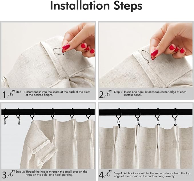 Memory Trained Pinch Pleated Curtains 92 Inches Long, Viral Linen Pinch Pleat - Image 9