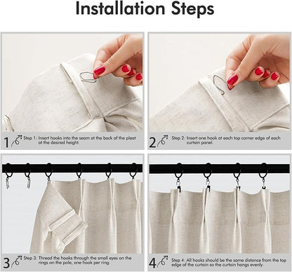 Memory Trained Pinch Pleated Curtains 63 Inches Long, Viral Linen Pinch Pleat - Image 9