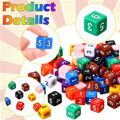 Poen 100 Pcs 16mm Dice Set Bulk, 6 Sided Standard Colored Dices - Image 5