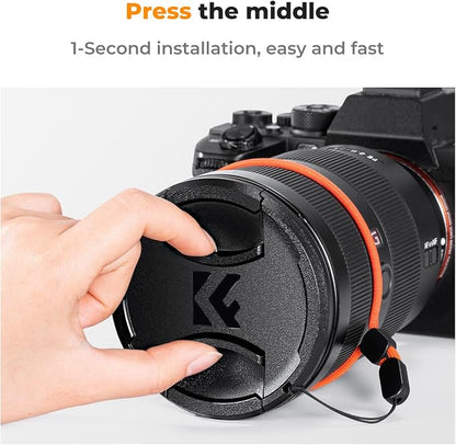 K&F Concept 86mm Lens Cap, 9-in-1 Center Pinch Lens Cover + Anti-Loss Keeper - Image 4