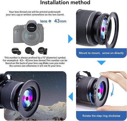 43mm Lens to 55mm Camera Lens Adapter, 43mm to 55mm Filter Step-Up Adapter Ring - Image 5