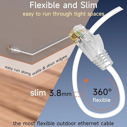 Cat6a Slim Ethernet Patch Cable 75ft Indoor & Outdoor, Flexible 10G Cat6 - Image 2