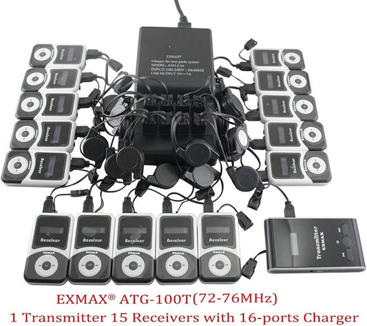 EXMAX® ATG-100T 195MHz Wireless Tour Guide System Simultaneous Translation - Image 2