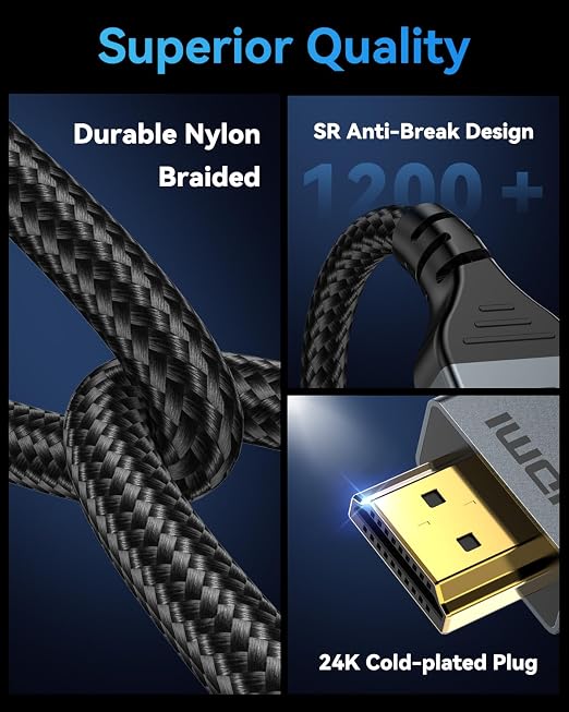 16K 8K HDMI Cable 96Gbps 3.3 FT, Ultra High Speed HDMI 2.2 Cable 16K@60Hz - Image 6