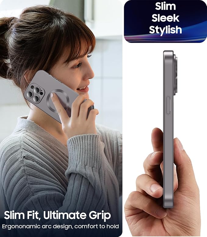 Magnetic for iPhone 15 Pro Case Slim Soft Silicone Bumper Shockproof Metallic - Image 6