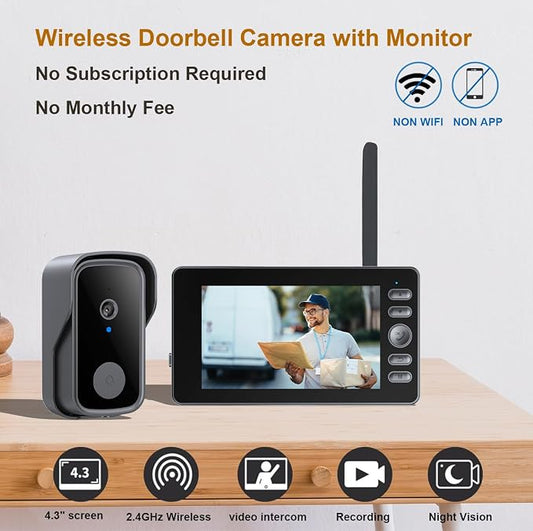 Doorbell Camera Wireless No Subscription Video Doorbell, Bidirectional Wake-up - Image 2
