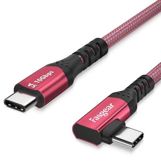Fasgear USB-C to USB C Cable 100W Power Delivery 3ft 90 Degree Type C 3.1 Gen 2 by Fasgear