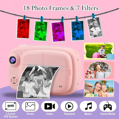 Kids Instant Camera, Mijiaowatch 12MP/1080P Kids Digital Print Camera, 3.5 Inch - Image 5