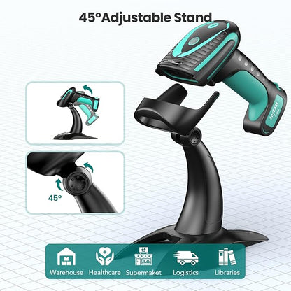 Wireless Barcode Scanner with Stand, Industrial 2D 1D QR Bluetooth Barcode - Image 7
