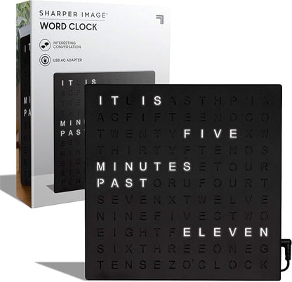 Sharper Image LED Word Digital Clock, Light-Up Desk & Wall Clock, Modern Time by SHARPERIMAGE