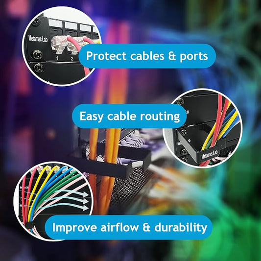 10 Pack Metallic 1U D Ring Cable Manager Ring Network Rack Cable Management - Image 2