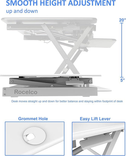 Rocelco 40" Large Height Adjustable Standing Desk Converter - Image 3