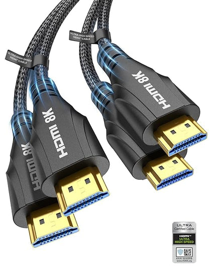 HDMI Cables 10FT 2Pack- Certified 8K Ultra High Speed HDMI Braided Cable 48Gbps by 8KUltraHighSpeedHDMICable