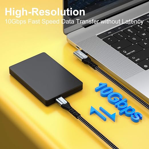 Fasgear USB-C to USB C Cable 100W Power Delivery 3ft 90 Degree Type C 3.1 Gen 2 - Image 2