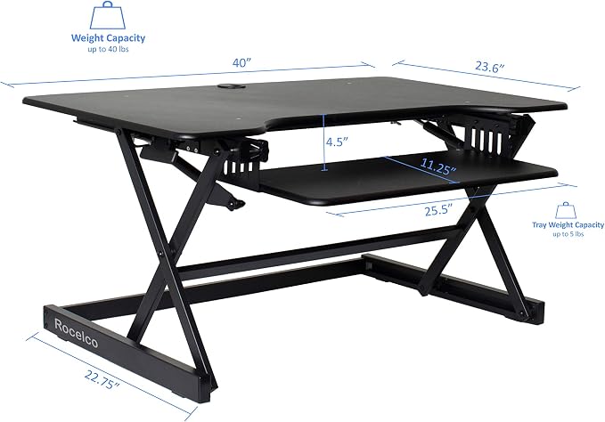 Rocelco 40" Large Height Adjustable Standing Desk BUNDLE - Image 12