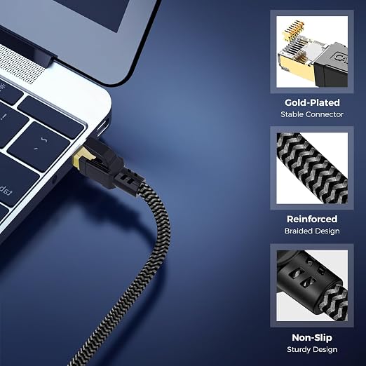 Cat 8 Ethernet Cable 50FT, High-Speed Braided Internet Cable Network Cord - Image 4