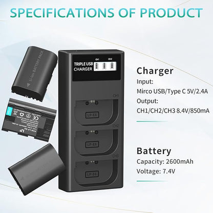 LP LP-E6 LPE6N Battery Charger Pack - Image 6