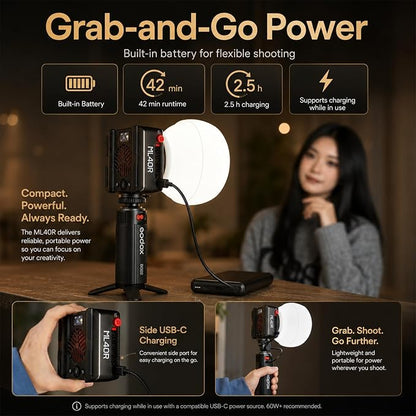 Godox ML40R RGB LED Video Light, Portable COB Photography Light - Image 5