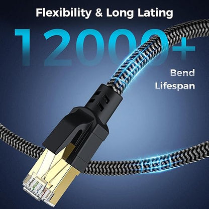 Cat 8 Ethernet Cable 50FT, High-Speed Braided Internet Cable Network Cord - Image 6