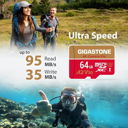 【5-Years Data Recovery】 GIGASTONE 64GB Micro SD Card 5-Pack, 4K Camera Pro - Image 2