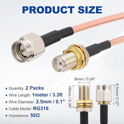 MECCANIXITY SMA Antenna Extension Cable, 3.3ft SMA Male Inner Pin to Female - Image 2