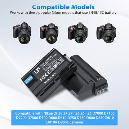 LP EN-EL15C Battery 2-Pack 2600mAh USB-C Fast Charging - Image 2