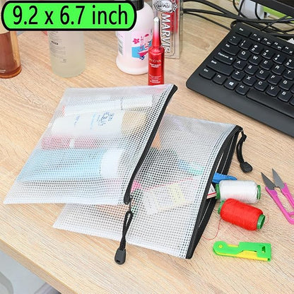 AUSTARK 10 Pcs Zipper File Bags, Waterproof Plastic Mesh Pouch - Image 7