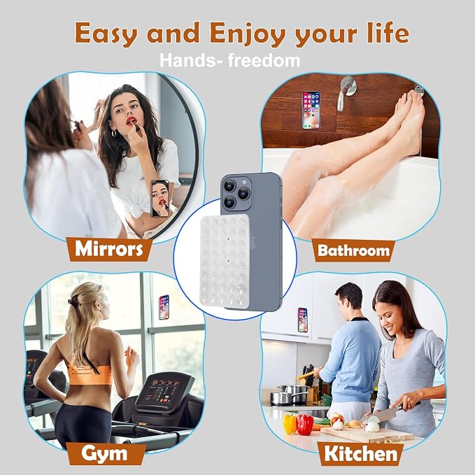 2PACK Silicone Double Sided Suction Phone Case Mount, Detachable Hands Free & - Image 8