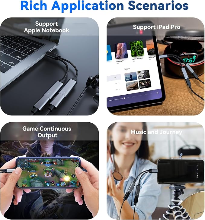 5PCS USB C Headphone Splitter, CCZ CA01 USB C to Type C Headphone Jack and - Image 8
