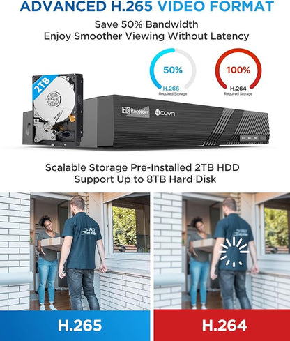 4COVR Security Camera Outdoor System, 4K 8 Channel H.265 NVR - Image 8