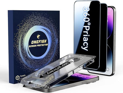 OneFish for iPhone 15 Pro Max Privacy Screen Protector, 4-Way 360° Anti-Spy by OneFish