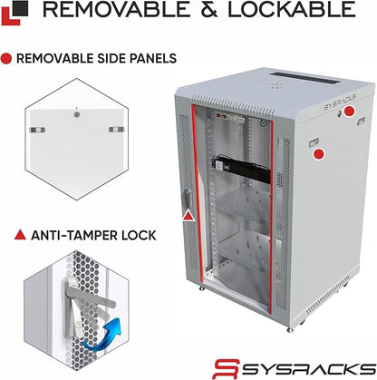 18U Wall Mount Server Rack Cabinet 24” Deep, 19” Network & AV Enclosure - Image 5