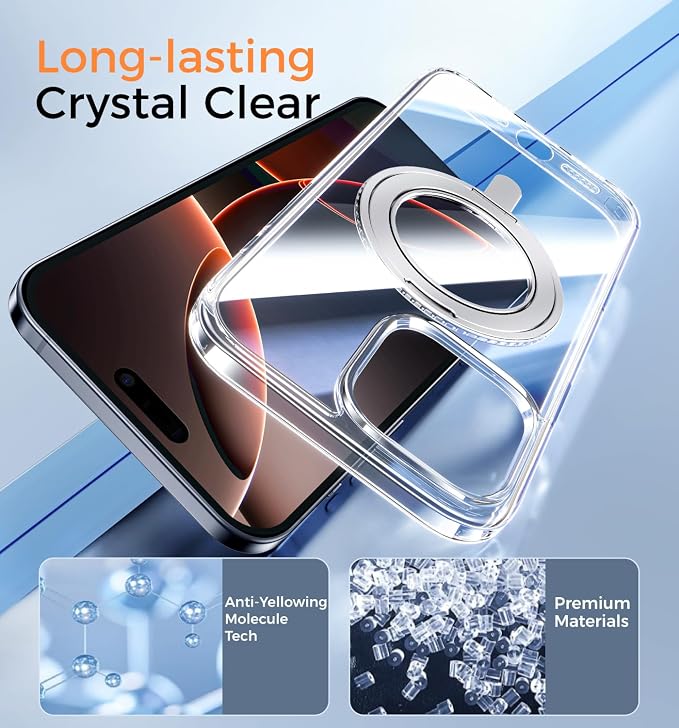 MAGIC JOHN for iPhone 15 Pro Max Case 360° Rotatable Magnetic Invisible Stand - Image 8