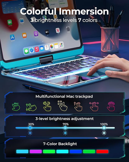 SIBEITU Keyboard Case for iPad Pro 13 Inch, 360 Rotatable iPad Pro 13 Clear - Image 3