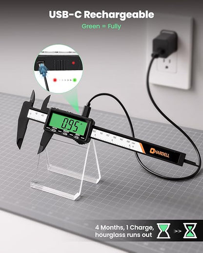HARDELL Rechargeable Digital Caliper 6", Plastic Calipers - Image 2