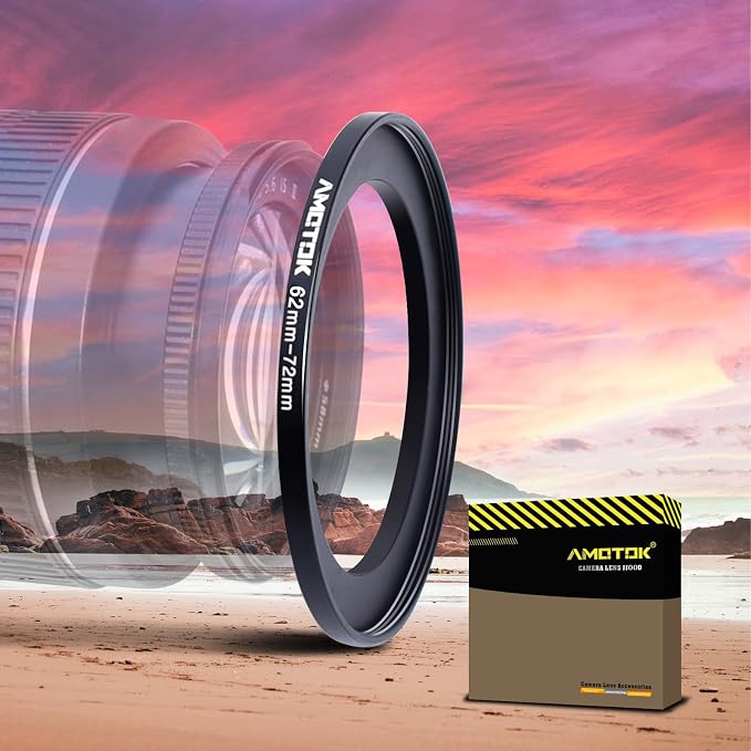 62mm Lens to 72mm Camera Lens Adapter, 62mm to 72mm Filter Step-up Ring Adapter by AMOTOK