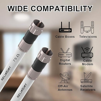 125ft RG6 Coaxial Cable White, 75 Ohm Coax Cable - Image 5