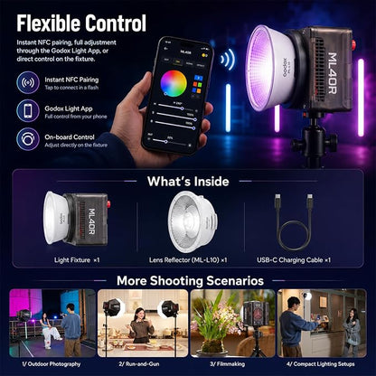 Godox ML40R RGB LED Video Light, Portable COB Photography Light - Image 8