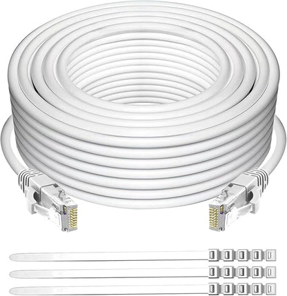 Adoreen Cat 6 Ethernet Cable 300 Ft-White, Outdoor & Indoor Snagless Long Round by Adoreen