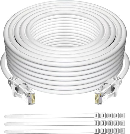 Adoreen Cat 6 Ethernet Cable 35 Ft-White, Outdoor & Indoor Snagless Long Round by Adoreen