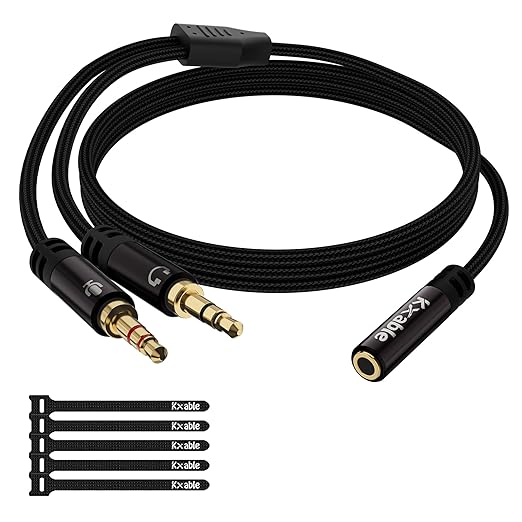 Headphone Splitter for Computer, 3.5mm Female to Dual 3.5mm Male Audio Splitter by Kxable