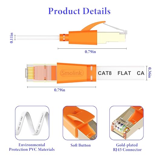 Smolink Ethernet Cable 30 FT, Cat 8 Ethernet Cable 2000Mhz 40Gbps, Internet - Image 6