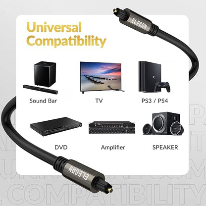 Elecan Optical Audio Cable 30 Ft Digital Audio Toslink Cable Cord-Fiber - Image 6