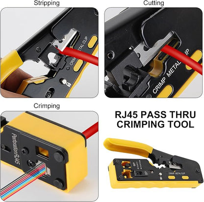 Network Crimping Tool Kit All-in-One Pass Through RJ45 Crimper - Image 3